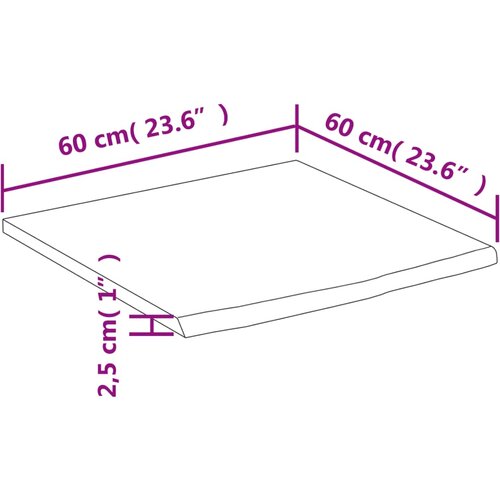  Kupaonska radna ploča 60x60x2,5 cm četvrtasta od drva bagrema Slike