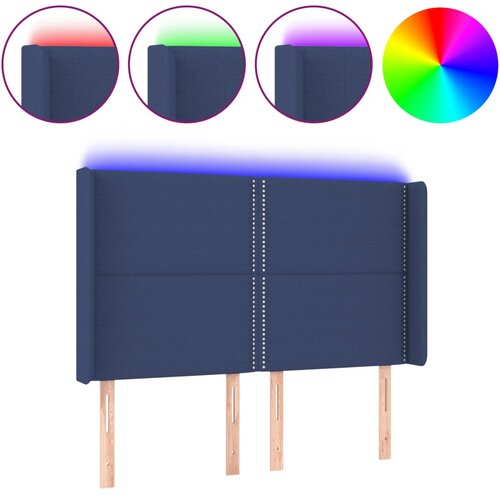 Maison Chic led posteljno vzglavje - vzglavna omarica - nočna omarica modro 147x16x118/128 cm blago, (21712410) Slike