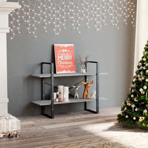  The Living Store Knjižna omara 2-nadstropna betonsko siva 100x30x70cm iverna pl. - Knjižna Omara, (21431617) Cene