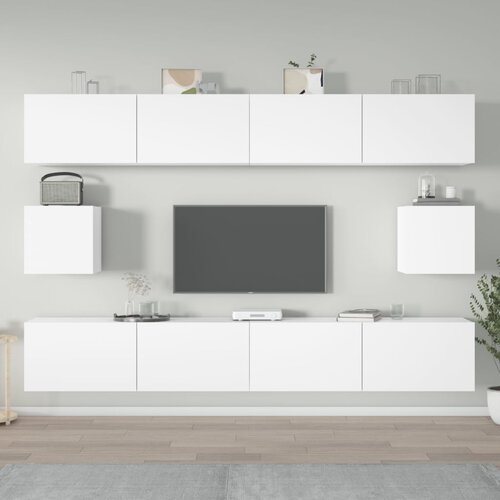  6-dijelni set TV ormarića bijeli od konstruiranog drva Slike