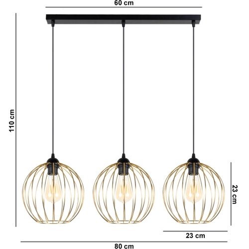  Luster na sajli MATT 3xE27/60W/230V crna/zlatna Slike
