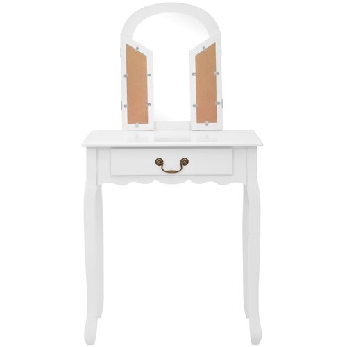  Toaletni stolić sa stolcem bijeli 65x36x128 cm paulovnija i MDF Slike