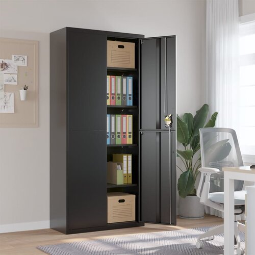 VidaXL Arhivska omara črna 90x40x200 cm jeklo Slike