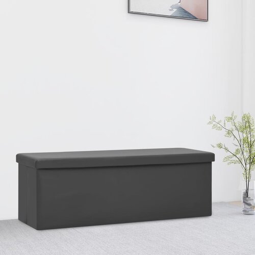 VidaXL Sklopiva klupa za pohranu siva PVC Slike