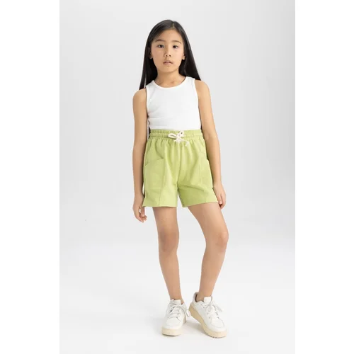 Defacto Girl's Pocketed Woven Labeled Shorts