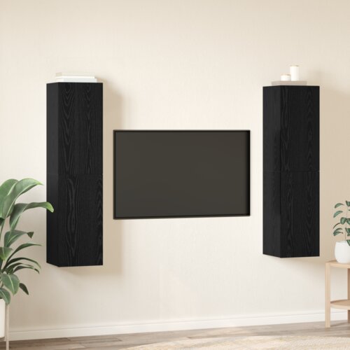 vidaXL Set TV komoda s policom s pohranom s vratima 4 pcs Crni hrast 30.5 x 30 x 60 cm Cene