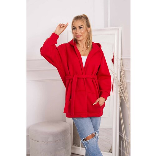 Kesi Insulated cape tied at the waist red Cene