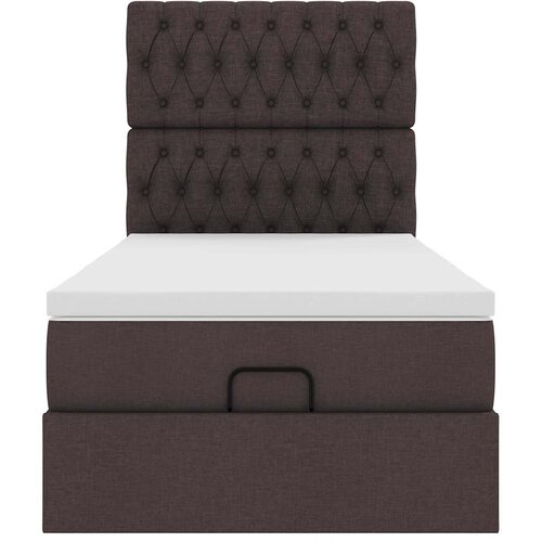  Otomanski krevet s madracem i LED tamnosmeđi 90x200 cm tkanine Slike