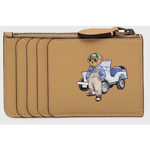 Polo Ralph Lauren Usnjena denarnica ženska, bež barva, 427937675