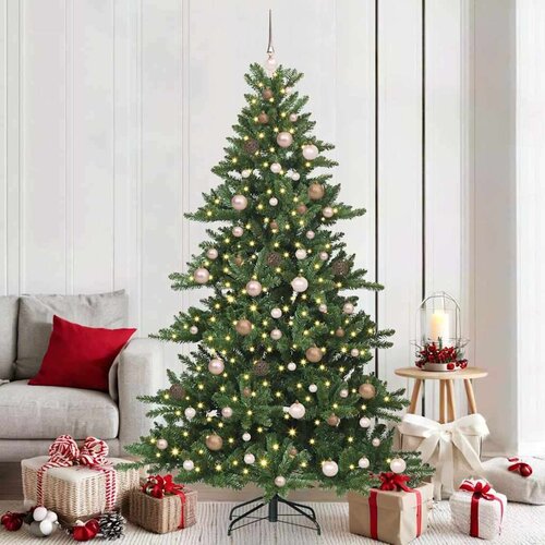 vidaXL Umjetno božićno drvce s nogom s 300 LED svjetlima 210 cm PVC Cene