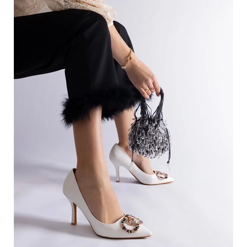  White stilettos adorned with colorful rhinestones Callsa Slike