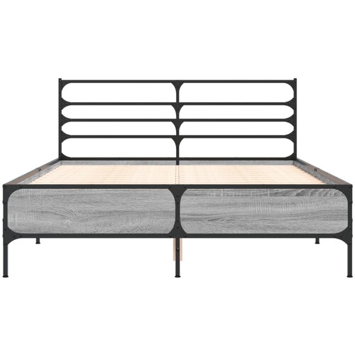  Okvir za krevet boja hrasta 120x190cm konstruirano drvo i metal Siva 120 x 190 cm Slike