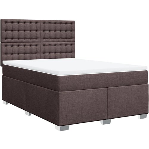 vidaXL Box spring postelja z vzmetnico temno rjava 140x200 cm blago, (21310274) Cene