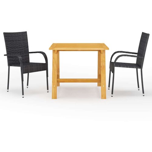  3-dijelni vrtni blagovaonski set crni Cijene