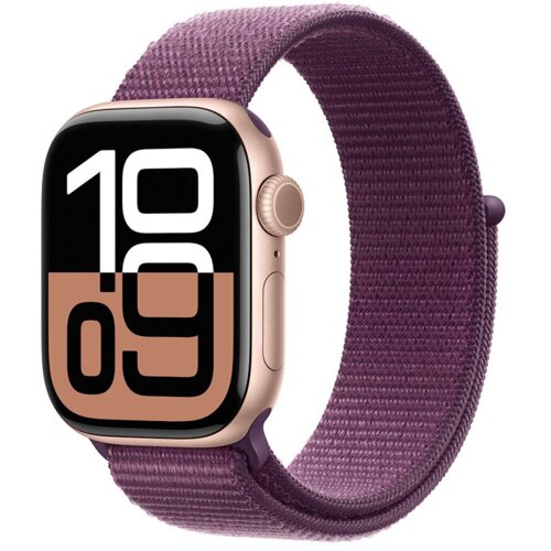 Apple Watch Series 10 GPS 46mm Rose Gold AC, Plum Sport Loop, (MWWV3QCA) Slike