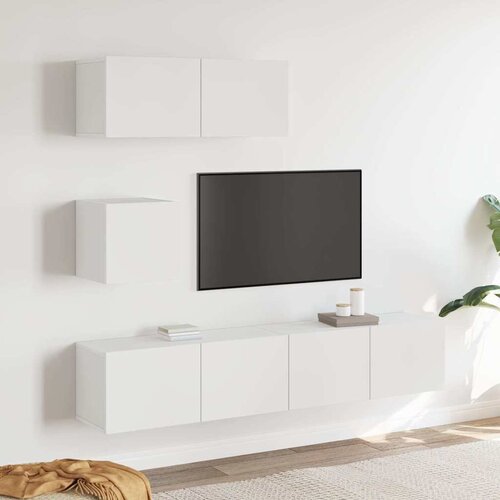  4-dijelni set TV ormarića bijeli od konstruiranog drva Cijene