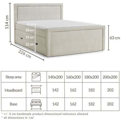 Maison de R&amp;ecirc;ve Krem boxspring krevet s prostorom za odlaganje 160x200 cm Fresco &amp;ndash; Slike