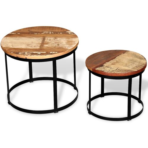 Maison Chic Komplet klubskih mizic - Kavne mizice - Nizka mizica iz trdnega predelanega lesa 40/50 cm, (21752041) Slike