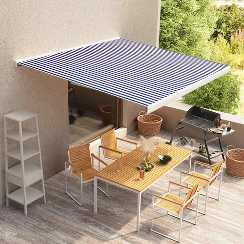 vidaXL Tenda iz platna 450x300 cm modra in bela