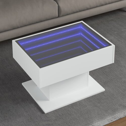vidaXL Klubska mizica LED bela 70x50x45 cm inženirski les Cene