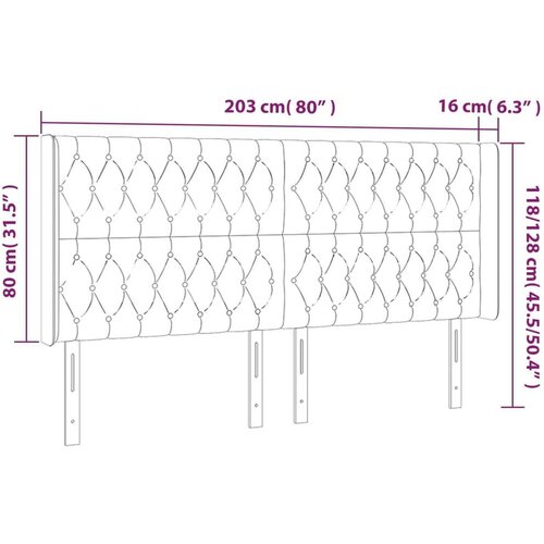  Uzglavlje s u&amp;scaron;ima tamnosivi 203x16x118/128 cm bar&amp;scaron;unasti Slike