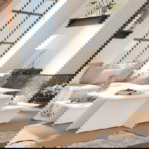 vidaXL Klubska mizica 2 kosa bela 111,5x50x33 cm konstruiran les Cene