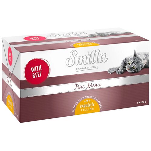 Smilla Ekonomično pakiranje: Fine Menu s neodoljivom jezgrom 24 x 100 g - Govedina, pileća prsa, paprika Cijene