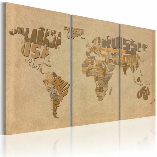  Slika - Old map of the World - triptych 120x80