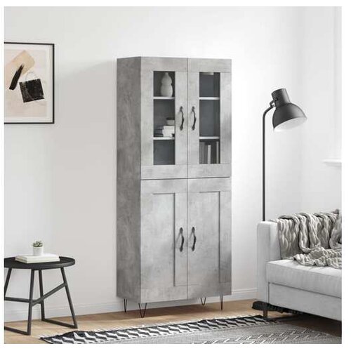vidaXL Visoka komoda siva betona 69 5x34x180 cm od konstruiranog drva Cijene