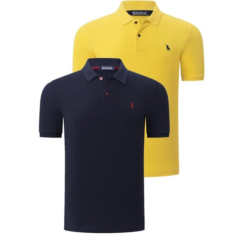 Dewberry DOUBLE SET T8561 MEN&amp;#039;S TSHIRT-NAVY-YELLOW Slike