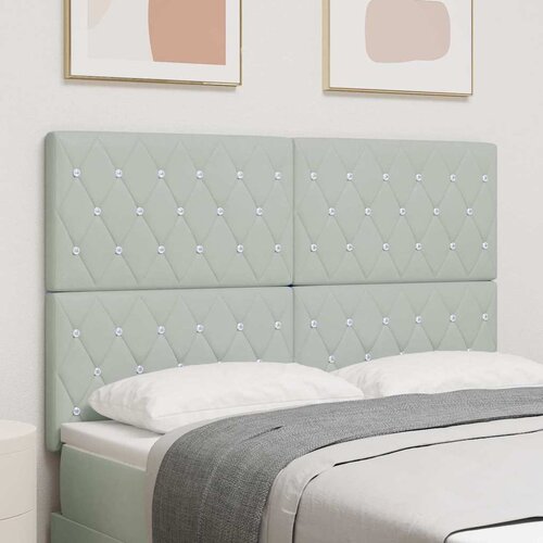  LED glava kreveta s LED trakama Svijetlo siva 144 cm Baršun Cene