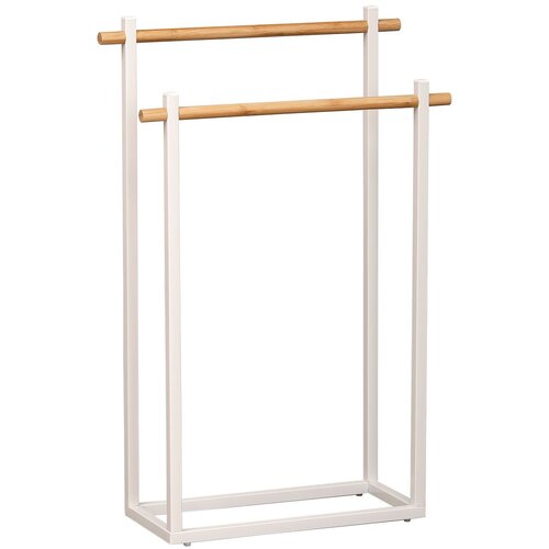 Tendance SAMOSTOJEĆI PRAVOKUTNI DRŽAČ RUČNIKA SA 2 PREČKE, BIJELI/BAMBOO Cene