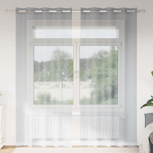 Voile zavjesa 2 pcs Tamno siva 260 x 140 cm Poliester Cijene