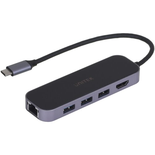 Unitek HUB USB-C 3.1,RJ-45,3XUSB-A,HDMI,4K,PD100W Slike
