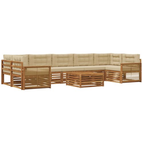 vidaXL Zunanja garnitura za sedenje z blazino 8 pcs Naravna in bež, (5000270850) Cene