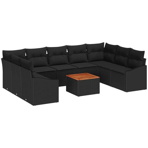  Sjedeća garnitura za vrt 10 kom. Bež i krema poliratan 289 x 178.5 x 69 cm Slike
