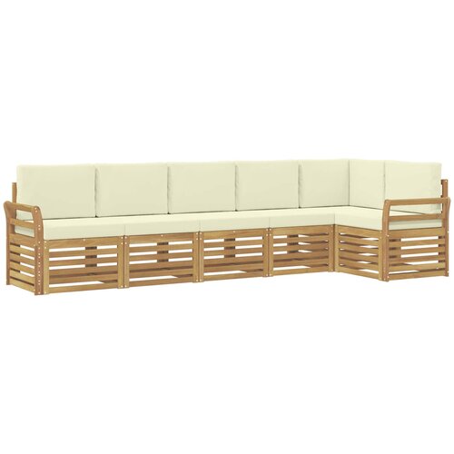  Set vanjskih sofa 6 pcs Bijela i krem 308 x 130,5 x 73 cm Slike