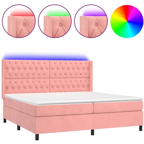Maison Chic Box spring postelja - Vzmetna postelja z vzmetnico LED roza 160x200 cm žamet SL22482, (21892591) Cene