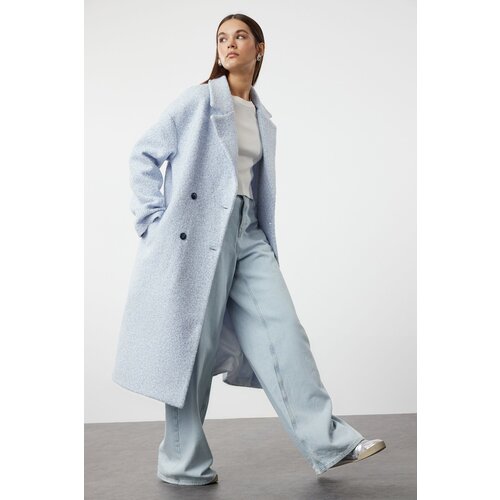 Trendyol Baby Blue Oversize Wide Cut Plush Coat Cene