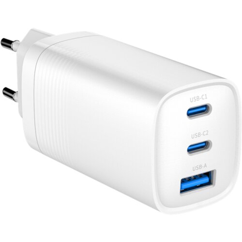 Gembird TA-UC-PDQC65-01-W 3-port 65W gan usb powerdelivery fast charger, white Cene