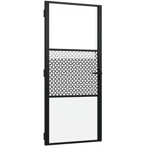 vidaXL Notranja vrata Črna 93 x 201.5 cm Kaljeno steklo in aluminij, (5000113458) Cene