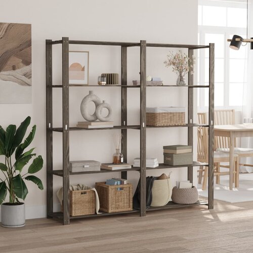 VidaXL Stalak za pohranu 5 razina sivi 170x38x170 cm masivna borovina Slike