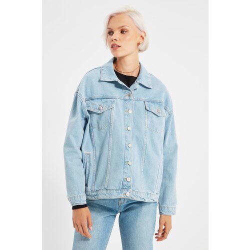 Trendyol Light Blue Oversize Denim Jacket Slike