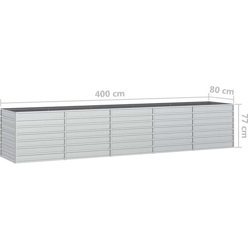 VidaXL Povi&amp;scaron;ena vrtna gredica 400 x 80 x 77 cm pocinčani čelik srebrna Slike