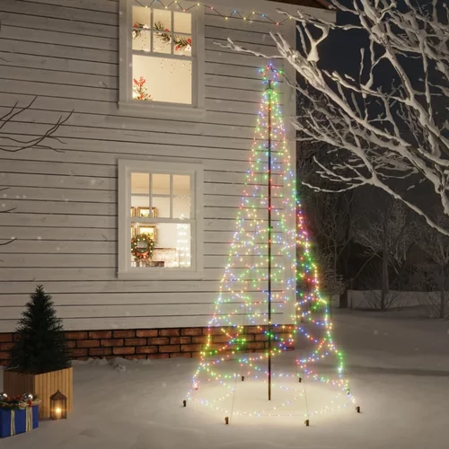vidaXL Božićno drvce s metalnim stupom i 500 LED žarulja raznobojno 3m