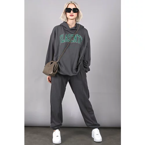 Madmext Smoked Oversize Printed Tracksuit Suit
