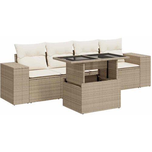 vidaXL 5-dijelni vrtni set sofa s jastucima bež od poliratana Cijene