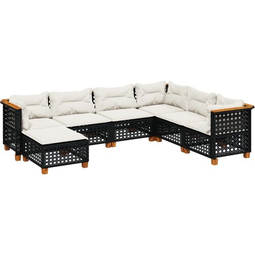  7-dijelni set vrtnih sofa od poliratana s jastucima crni Crna 63.5 x 63.5 x 62 cm Slike