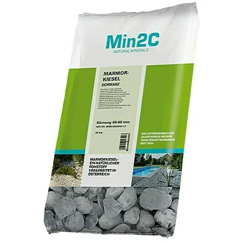Min2C ukrasni kamenčići (crne boje, granulacija: 40 mm - 60 mm, 25 kg)
