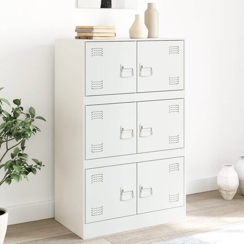 VidaXL Komoda bela 67x39x107 cm jeklo Slike